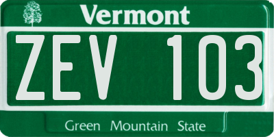 VT license plate ZEV103