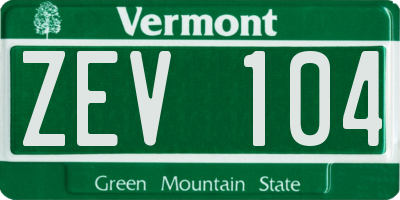 VT license plate ZEV104