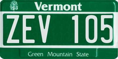VT license plate ZEV105