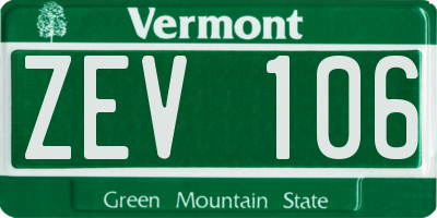 VT license plate ZEV106