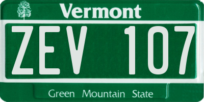 VT license plate ZEV107