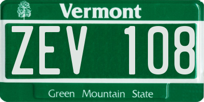 VT license plate ZEV108