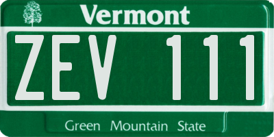 VT license plate ZEV111