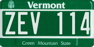 VT license plate ZEV114