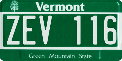 VT license plate ZEV116