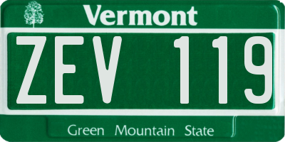 VT license plate ZEV119