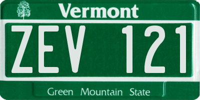 VT license plate ZEV121
