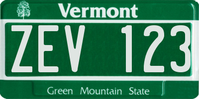 VT license plate ZEV123