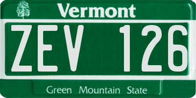 VT license plate ZEV126