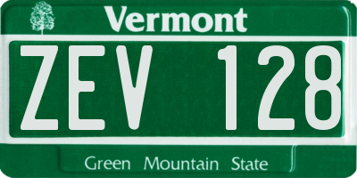 VT license plate ZEV128