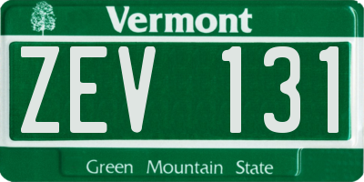 VT license plate ZEV131