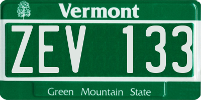 VT license plate ZEV133
