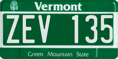 VT license plate ZEV135