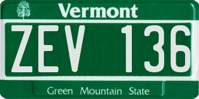 VT license plate ZEV136