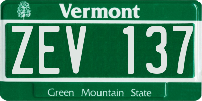 VT license plate ZEV137