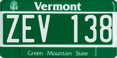 VT license plate ZEV138