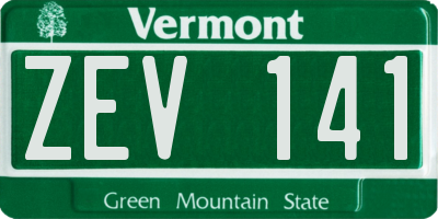 VT license plate ZEV141