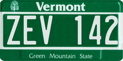 VT license plate ZEV142