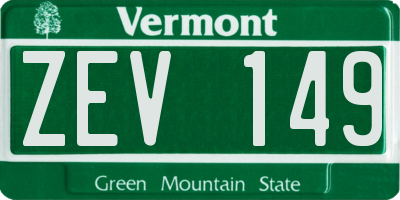 VT license plate ZEV149