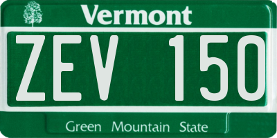 VT license plate ZEV150
