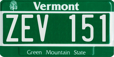VT license plate ZEV151