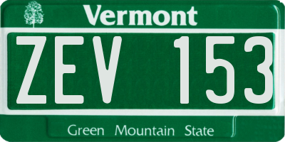 VT license plate ZEV153