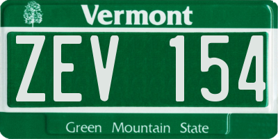 VT license plate ZEV154
