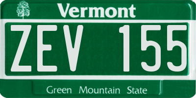VT license plate ZEV155