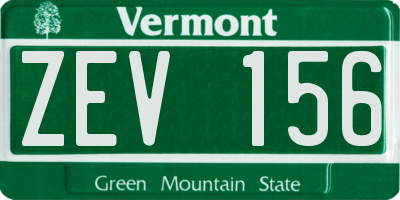 VT license plate ZEV156