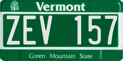 VT license plate ZEV157