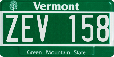VT license plate ZEV158