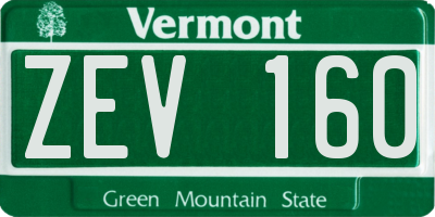 VT license plate ZEV160