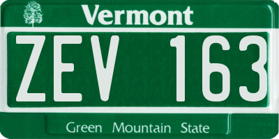 VT license plate ZEV163