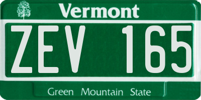 VT license plate ZEV165