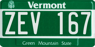 VT license plate ZEV167