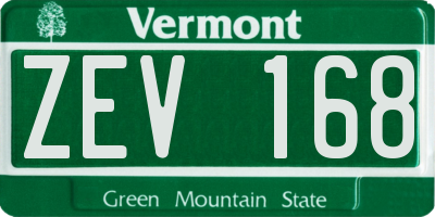 VT license plate ZEV168
