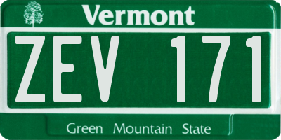 VT license plate ZEV171
