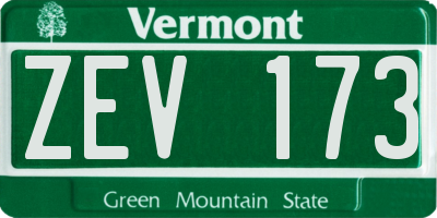 VT license plate ZEV173