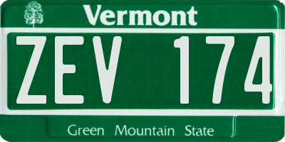 VT license plate ZEV174