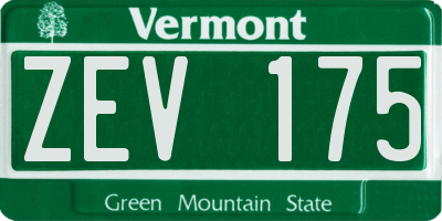 VT license plate ZEV175