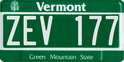 VT license plate ZEV177