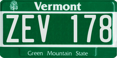 VT license plate ZEV178