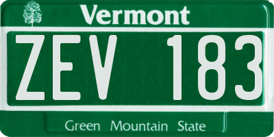 VT license plate ZEV183