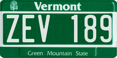 VT license plate ZEV189