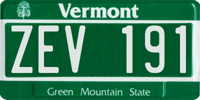 VT license plate ZEV191