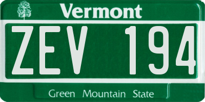 VT license plate ZEV194