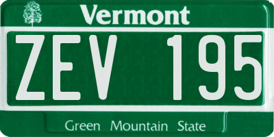 VT license plate ZEV195