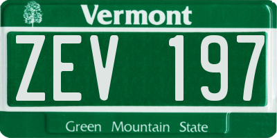 VT license plate ZEV197