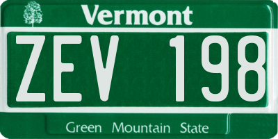 VT license plate ZEV198