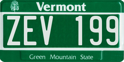VT license plate ZEV199